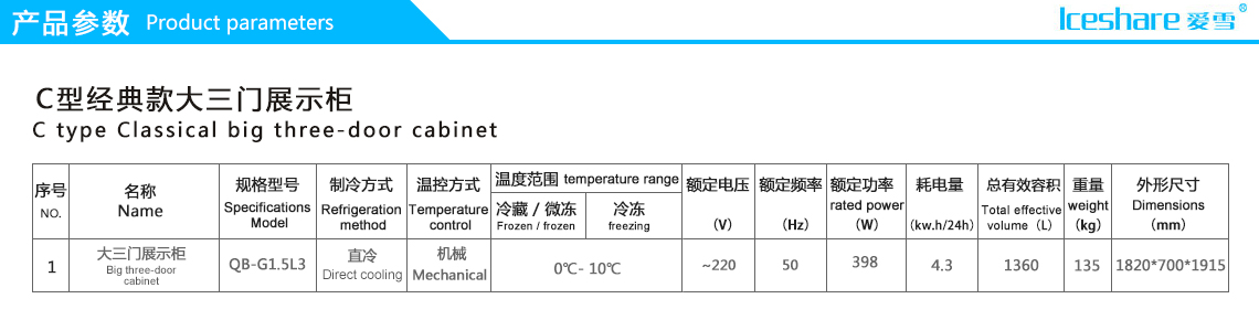 大三门冷藏柜(图1)